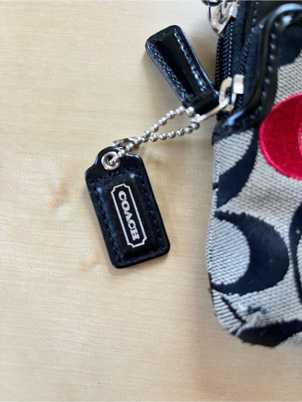 Coach Poppy Signature Wristlet in Black, Gray & Red - Picture 5 of 14